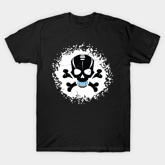 Rugby Fan Skull Splatter T-Shirt by atomguy